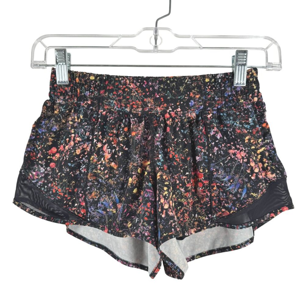 lululemon athletica Black Floral Speckle Athletic Shorts
